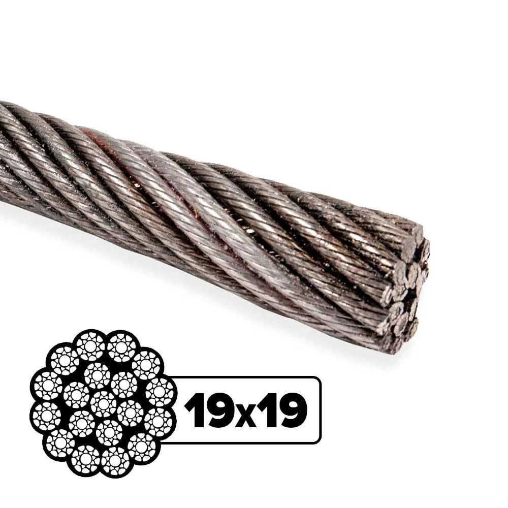 1/2" 19x19 Compacted Rotation-Resistant Wire Rope - EIPS IWRC | Linear Foot