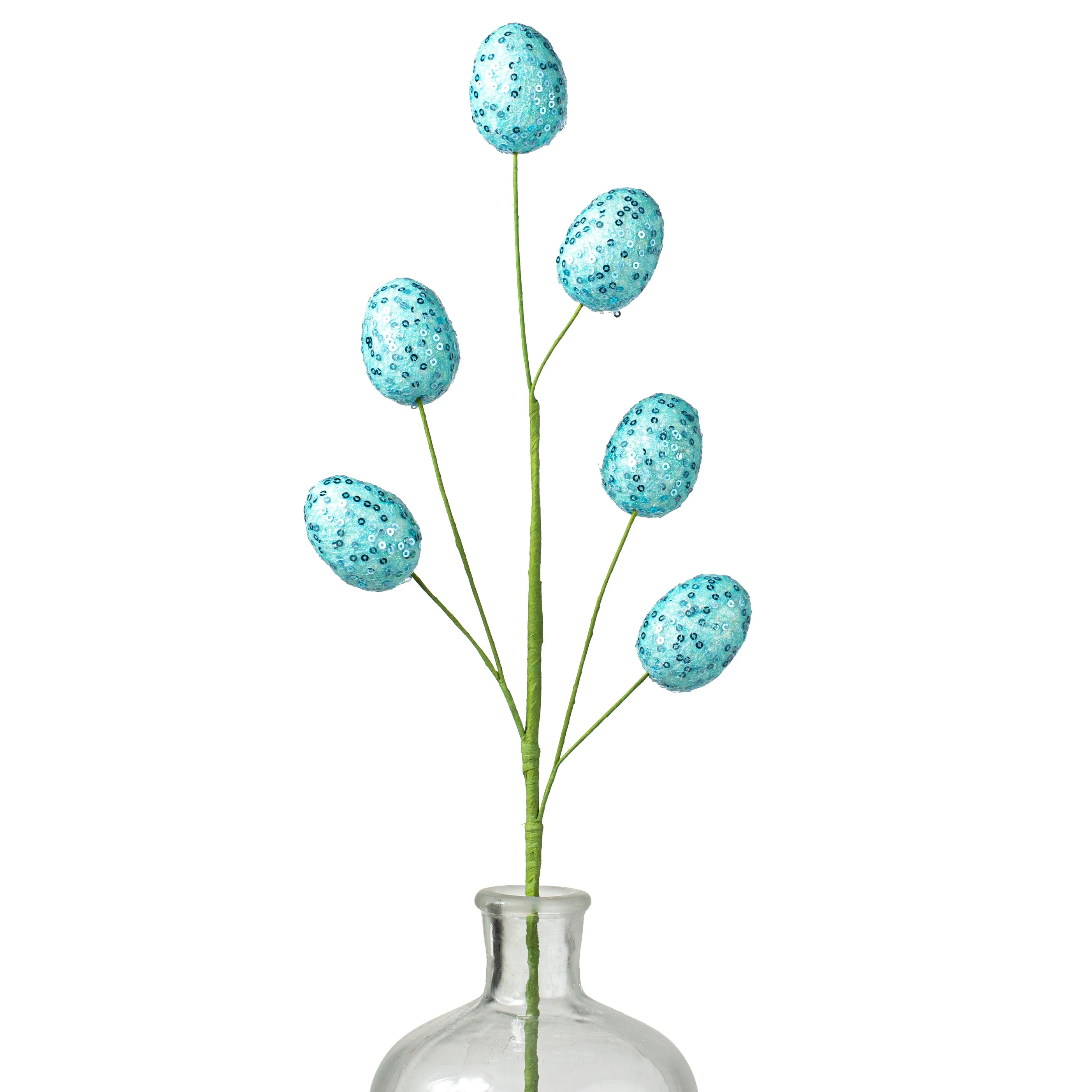 22" Sequin Easter Egg Spray: Blue