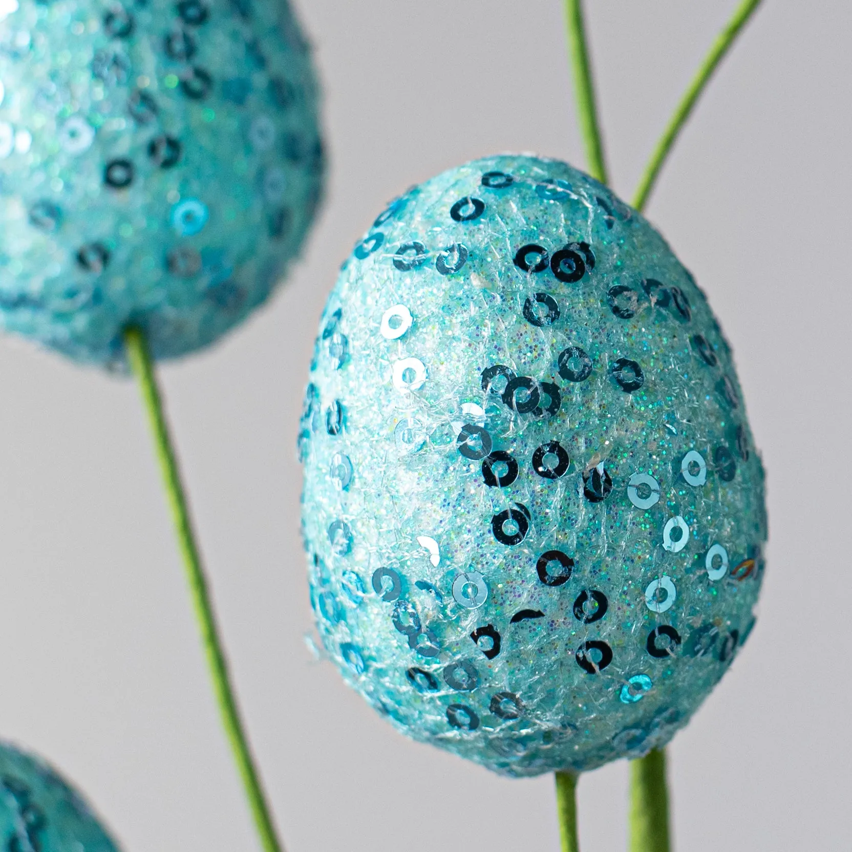 22" Sequin Easter Egg Spray: Blue