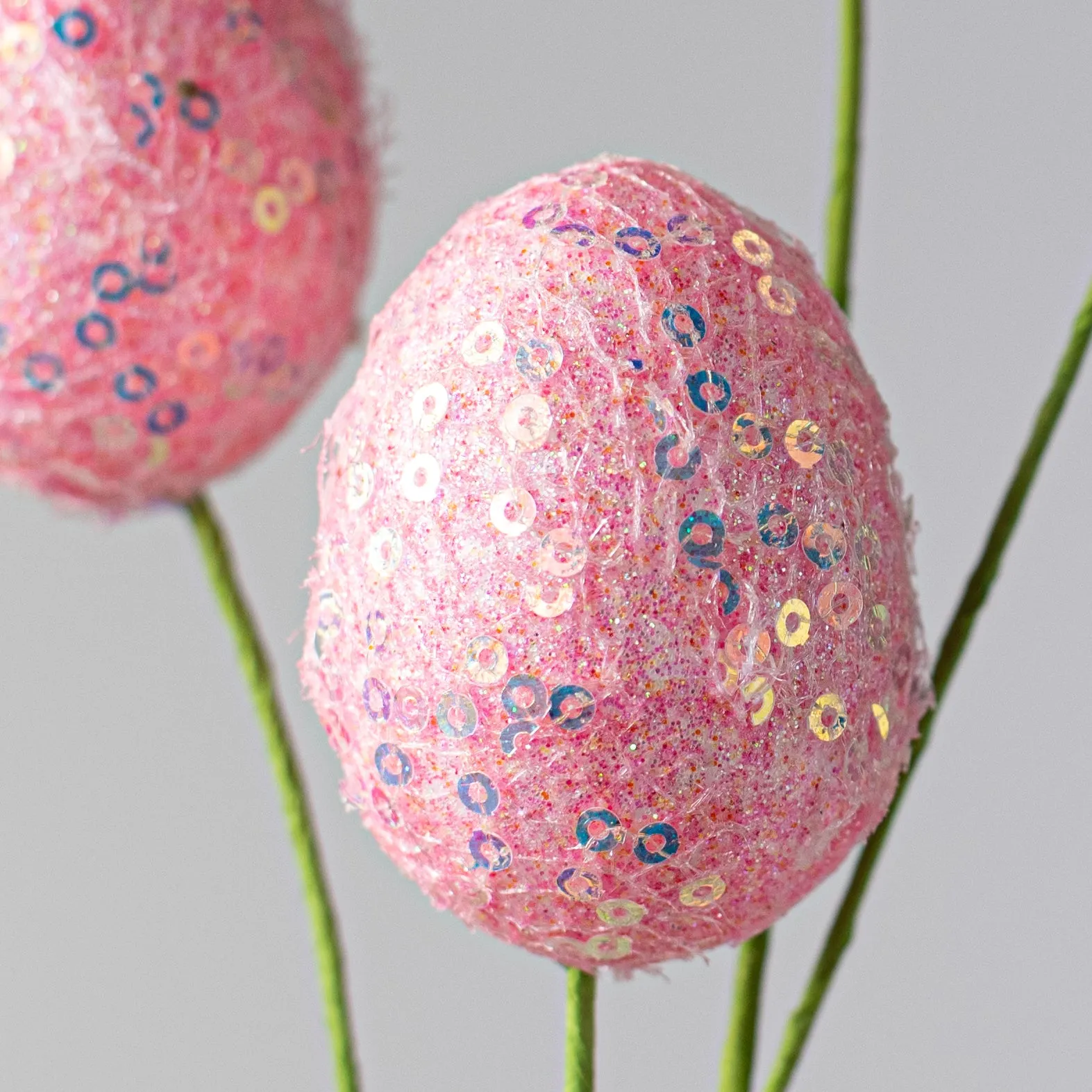 22" Sequin Easter Egg Spray: Pink