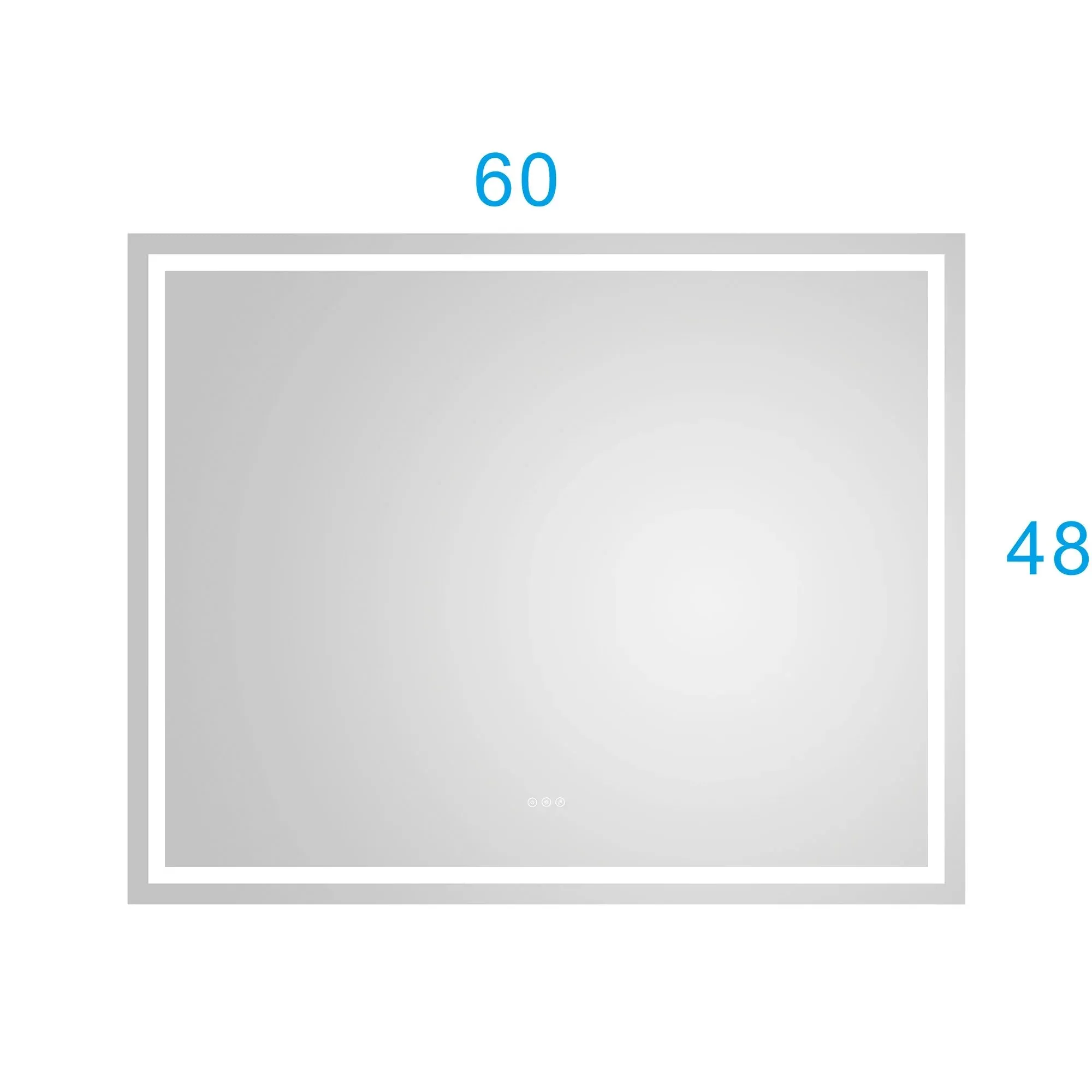 60'' W x 48'' H Large LED Bedroom Mirror, Frameless, Anti-mist, Front Light