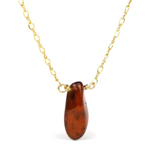 Amber Necklace On Gold Filled Chain With Gold Filled Trigger Clasp