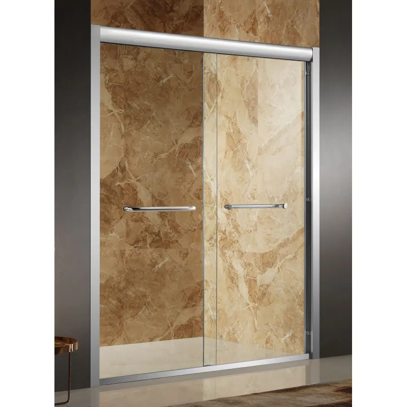 ANZZI Pharaoh 48 in. x 72 in. Framed Sliding Shower Door in Brushed Finish with Handle