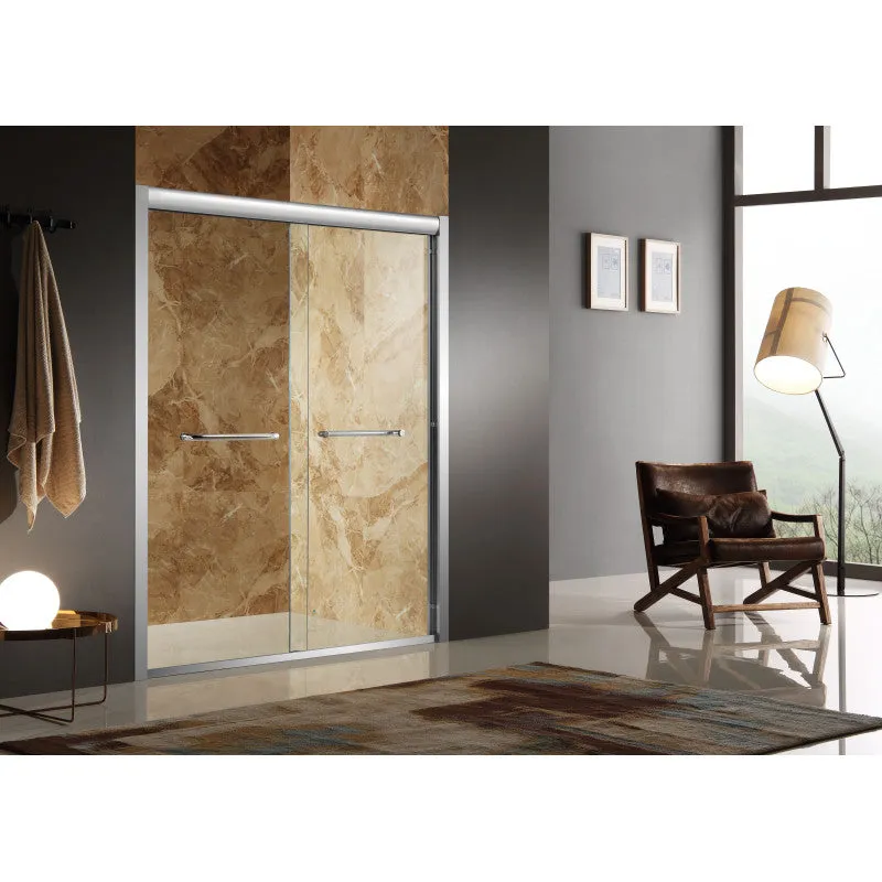 ANZZI Pharaoh 48 in. x 72 in. Framed Sliding Shower Door in Brushed Finish with Handle