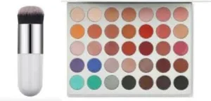 Bingeable HDA Jaclyn Hill Eye Shadow Palette 35 Colors Shimmer and Matte Shades& White Foundation Makeup Brush (2 Items in the set)