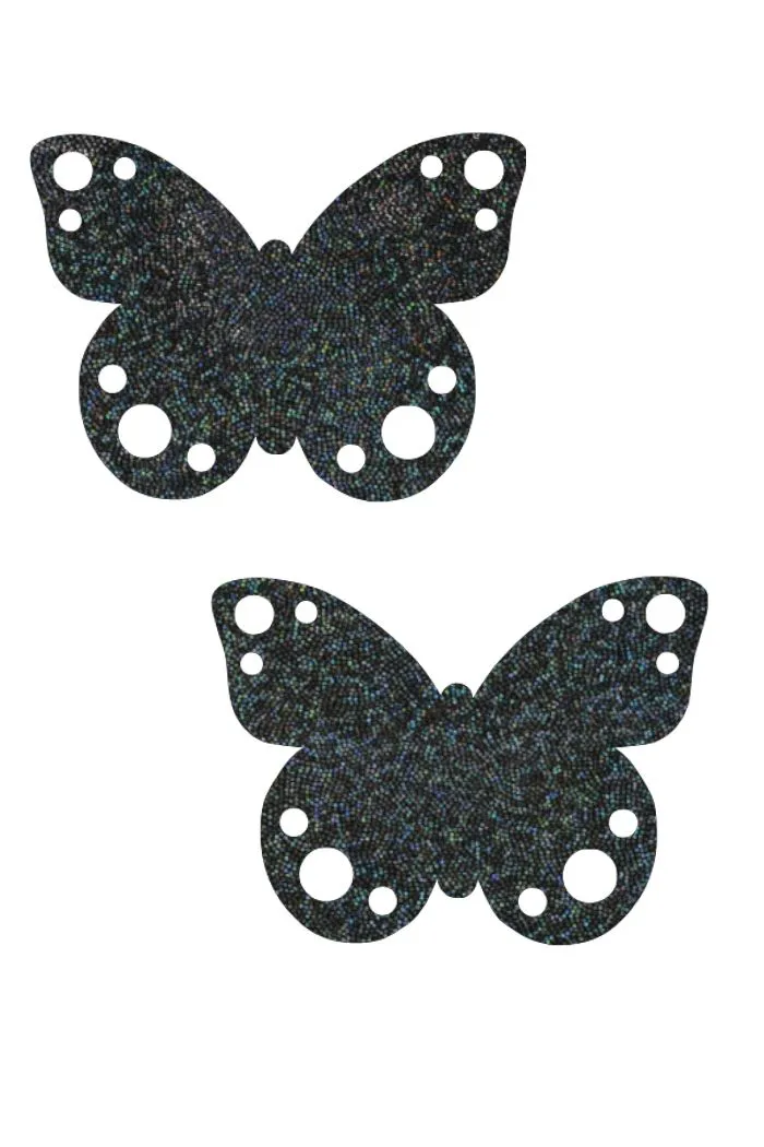 Black Holographic Butterfly Pasties