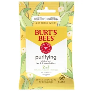 Burt's Bees Purifying 2-in-1 Facial Towelettes with White Tea Extract 10 Towelette