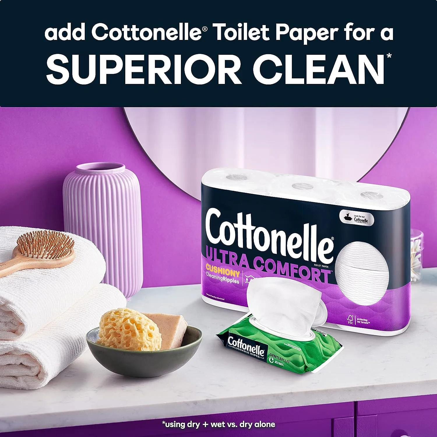 Cottonelle GentlePlus Flushable Wet Wipes with Aloe & Vitamin E (6 Packs of 42 Wipes)