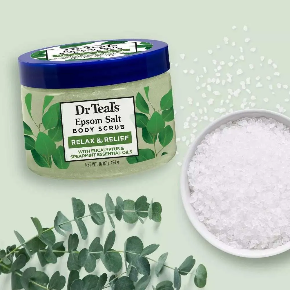 Dr. Teal's Epsom Salt Body Scrub Relax & Relief w/ Eucalyptus & Spearmint - 16 Oz