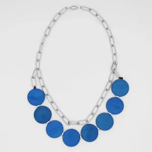 FINAL SALE Sylca Designs 008 Blue Double Layer Chain Link Necklace