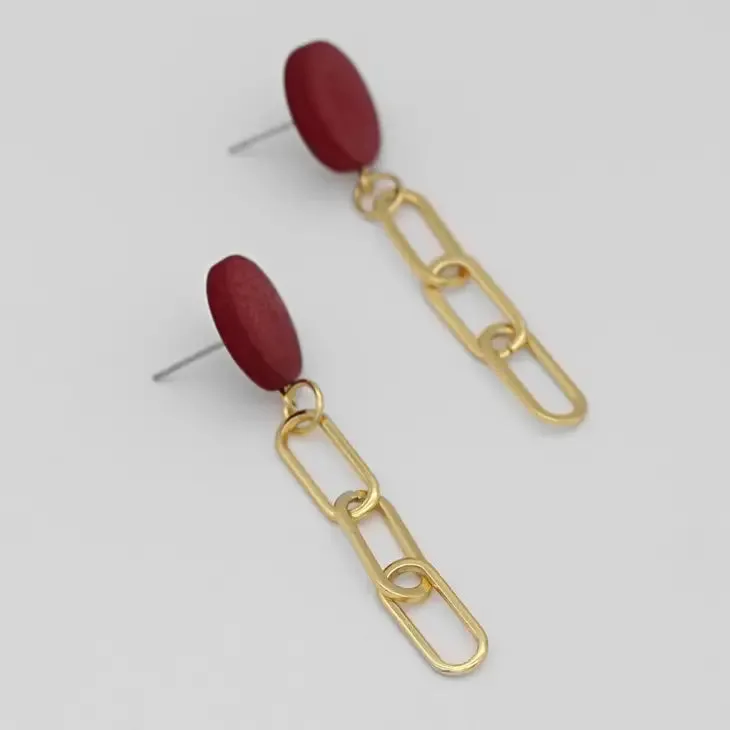 FINAL SALE Sylca Designs 033 Red Gold Link Dangle Earring