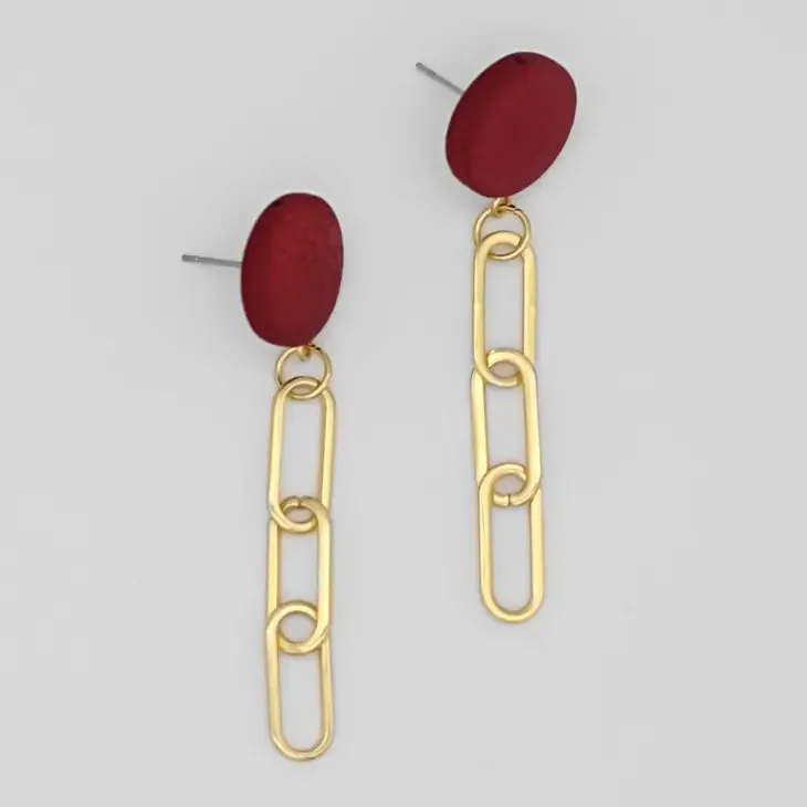 FINAL SALE Sylca Designs 033 Red Gold Link Dangle Earring