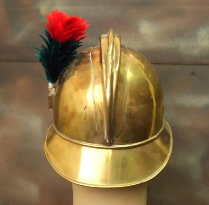 French Late 19th Century Brass Fire Helmet: One Only