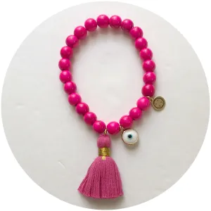 Hot Pink Howlite with Magenta Tassel