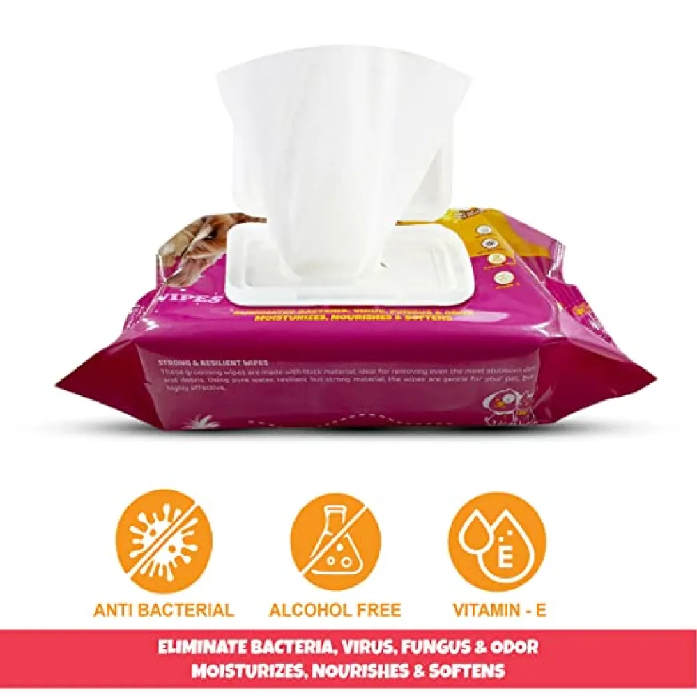 Pets Empire Anti Bacterial and Alcohol Free Wipes for Pets