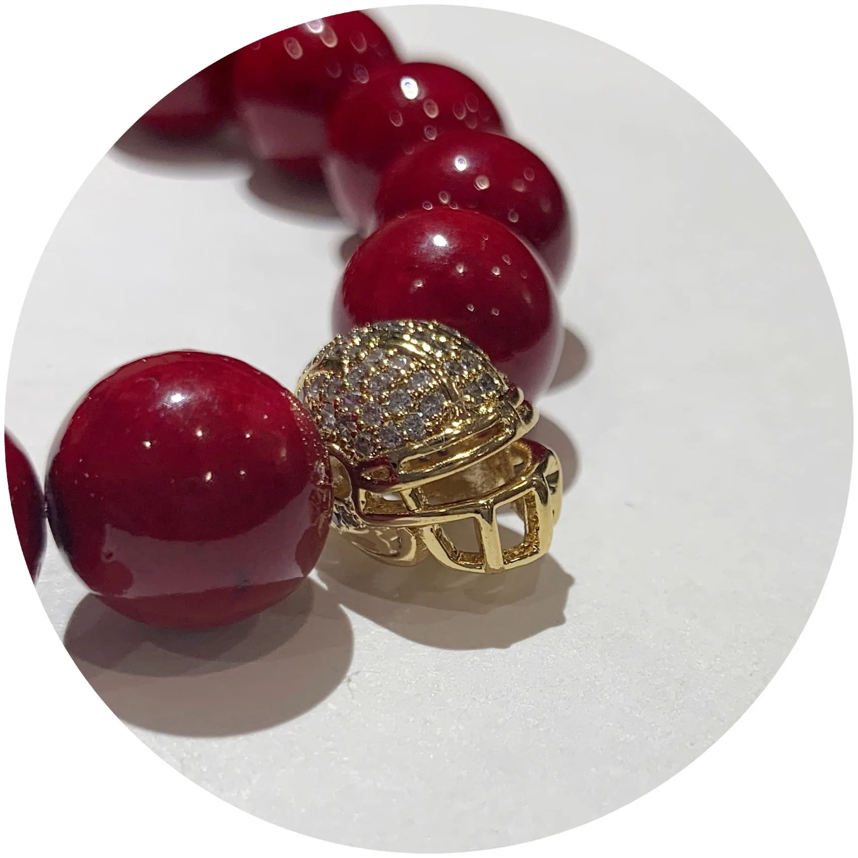 Red Howlite with Pavé Helmet