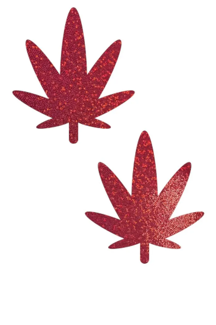 Red Sparkly Jewel Leaf Pasties