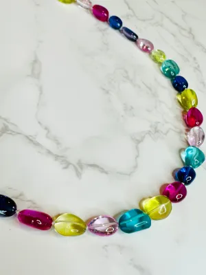 Smooth Rainbow Multi Gemstone Necklace