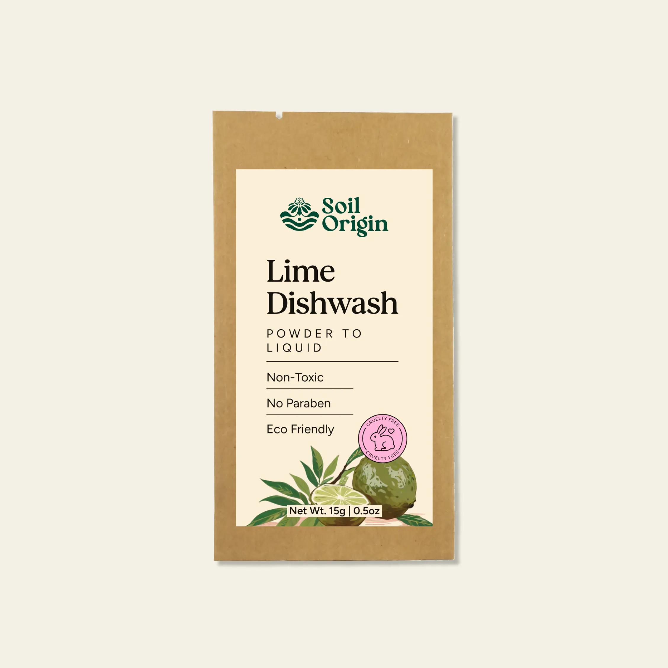 Soil Origin Powder to Liquid Dishwash (Lime), Toxic-Free, Makes 250 Ml