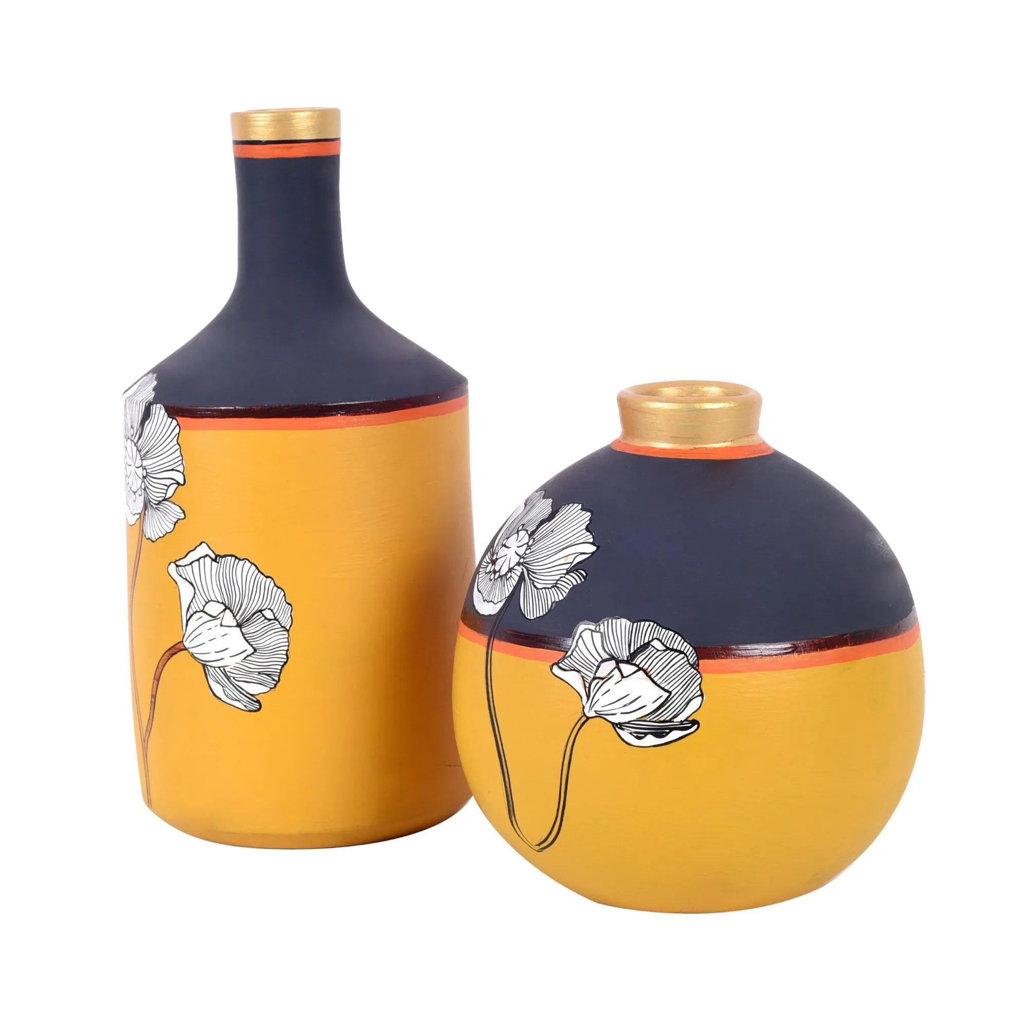 Sunflower Dreams Terracotta Vases (Set of 2) (4x9/5x6)