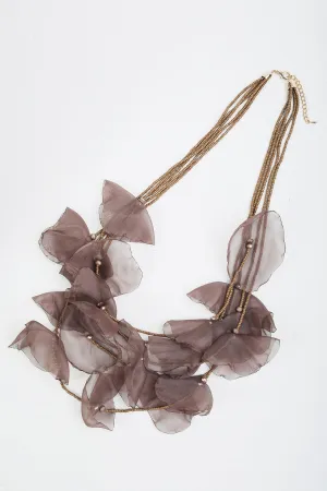 Taupe Floating Flower Necklace