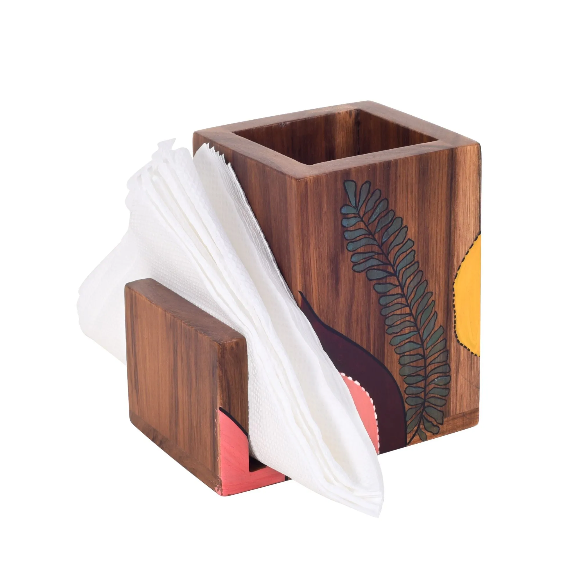 Teak Leaves Cutlery Holder Small (4.5x3x4.5)