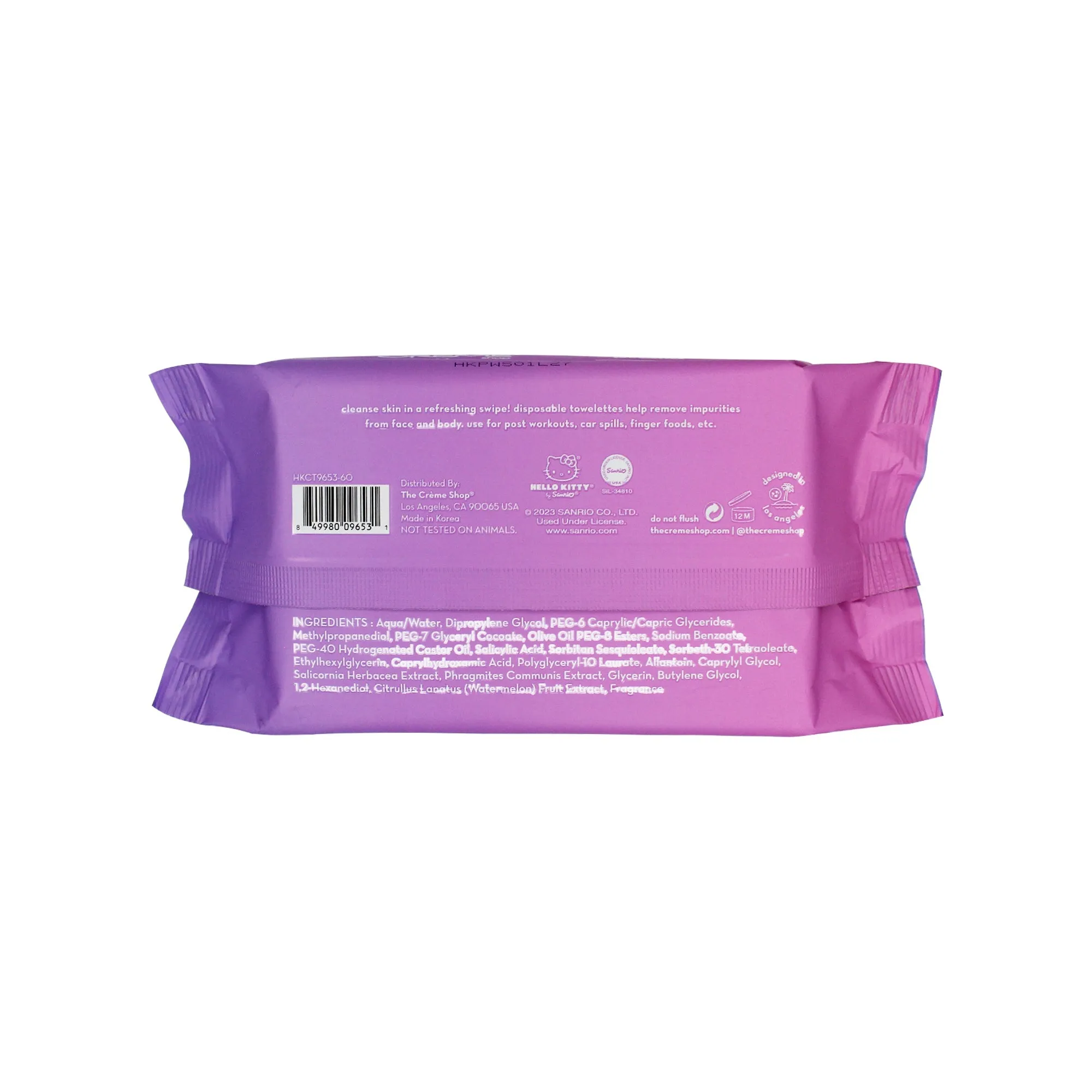 The Crème Shop x Hello Kitty(Purple) 3-In-1 Cleansing Towelettes - Watermelon