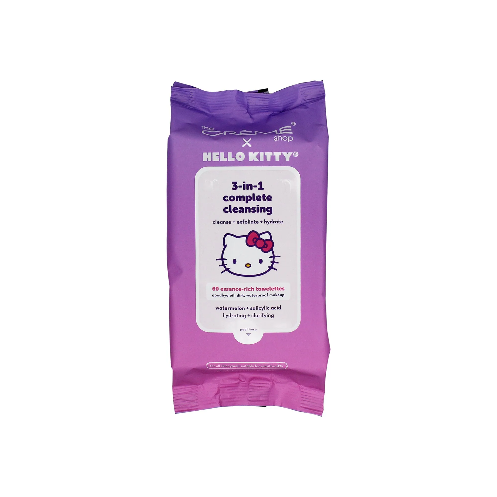 The Crème Shop x Hello Kitty(Purple) 3-In-1 Cleansing Towelettes - Watermelon