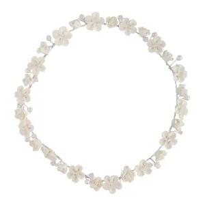 White Flower Pearl Halo Headband